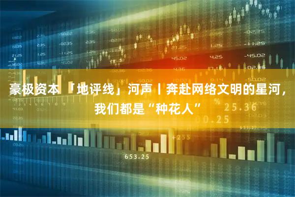 豪极资本 「地评线」河声丨奔赴网络文明的星河，我们都是“种花人”